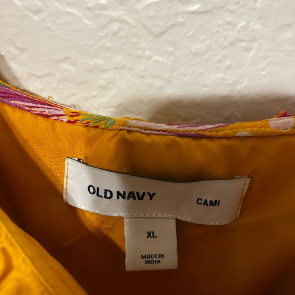 🎮Old Navy ruffle scoop neck Hawaiian Yellow Floral Dress size XL GUC - Picture 8 of 14